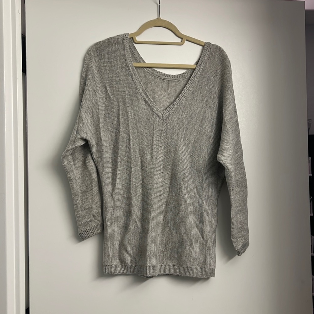 Feel the piece soft grey (1/2 alpaca) sweater- one size